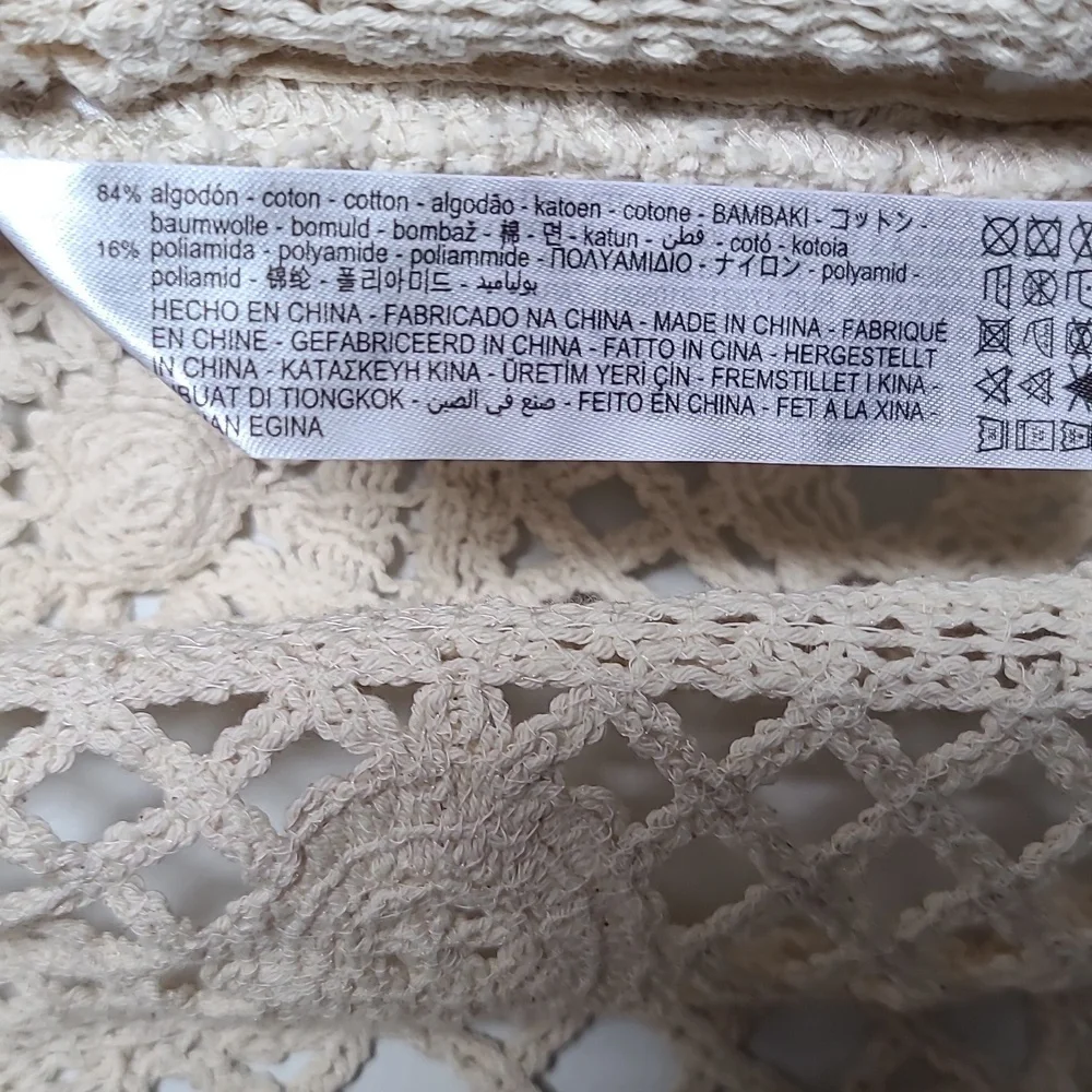 ZARA Open Crochet Cream Button Up Cardigan Shacket Coat Size Large - Picture 7 of 15